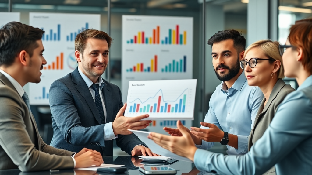 Professional business meeting focused on employee benefits trends and payroll tax savings